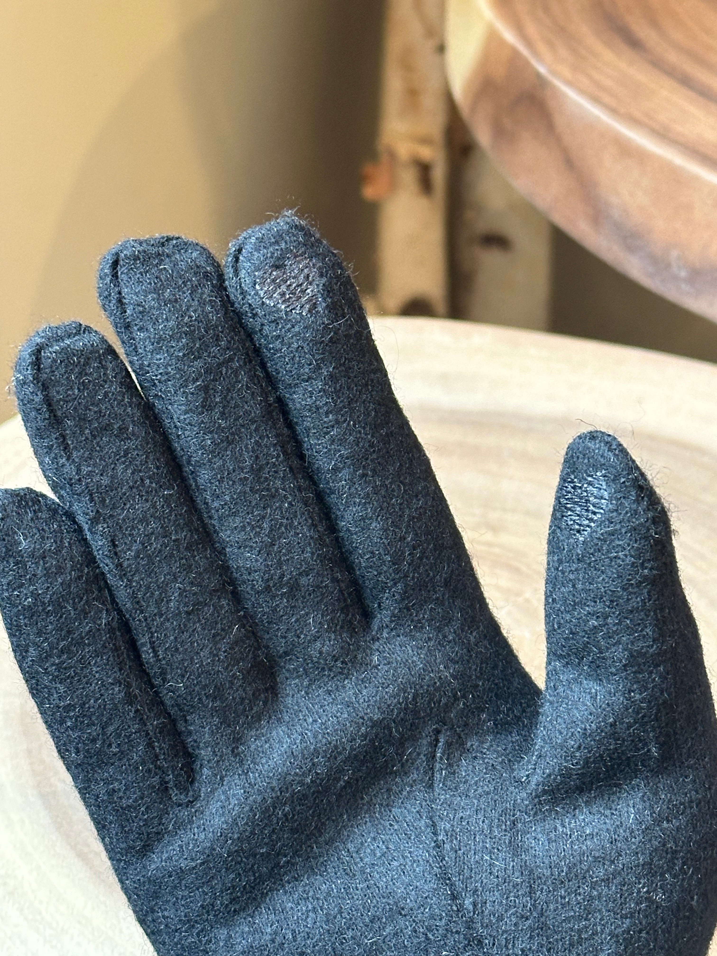 Windproof Wool Blend Gloves BLACK