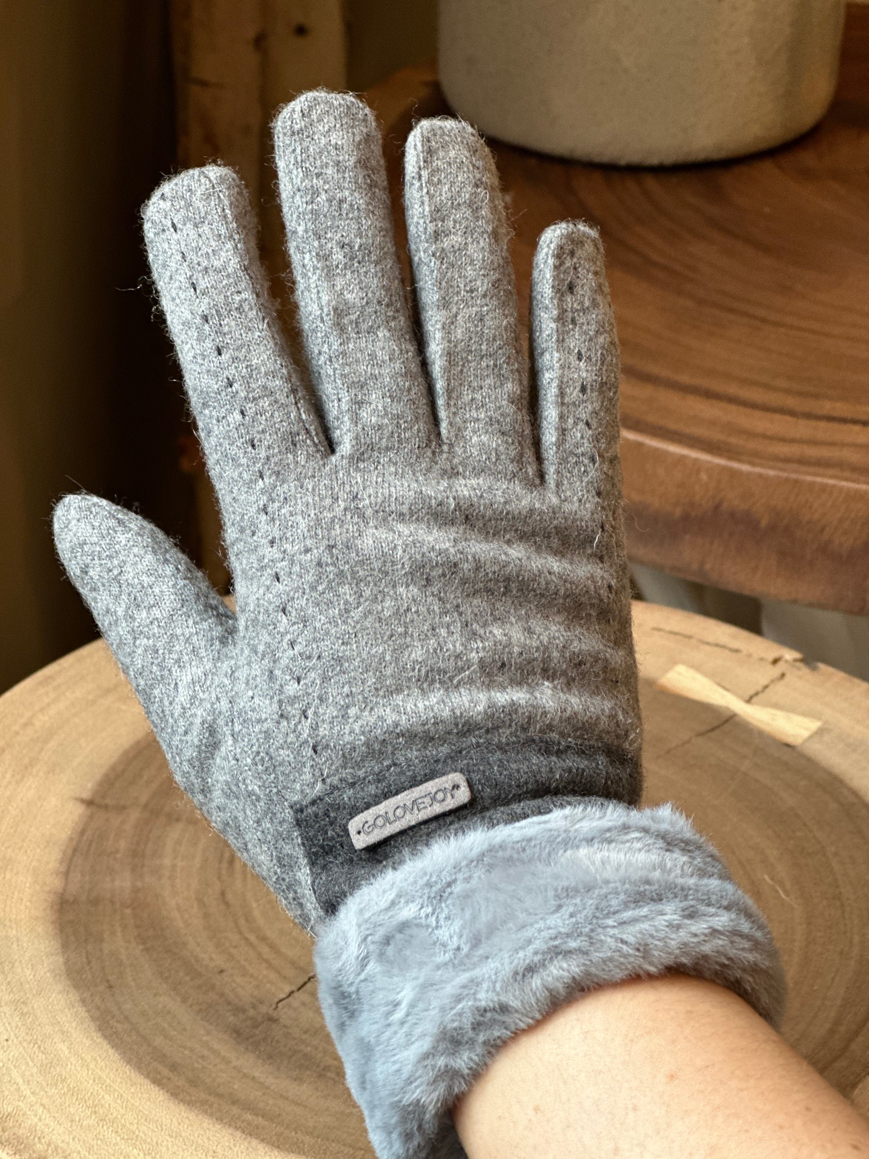 Windproof Wool Blending Gloves GREY