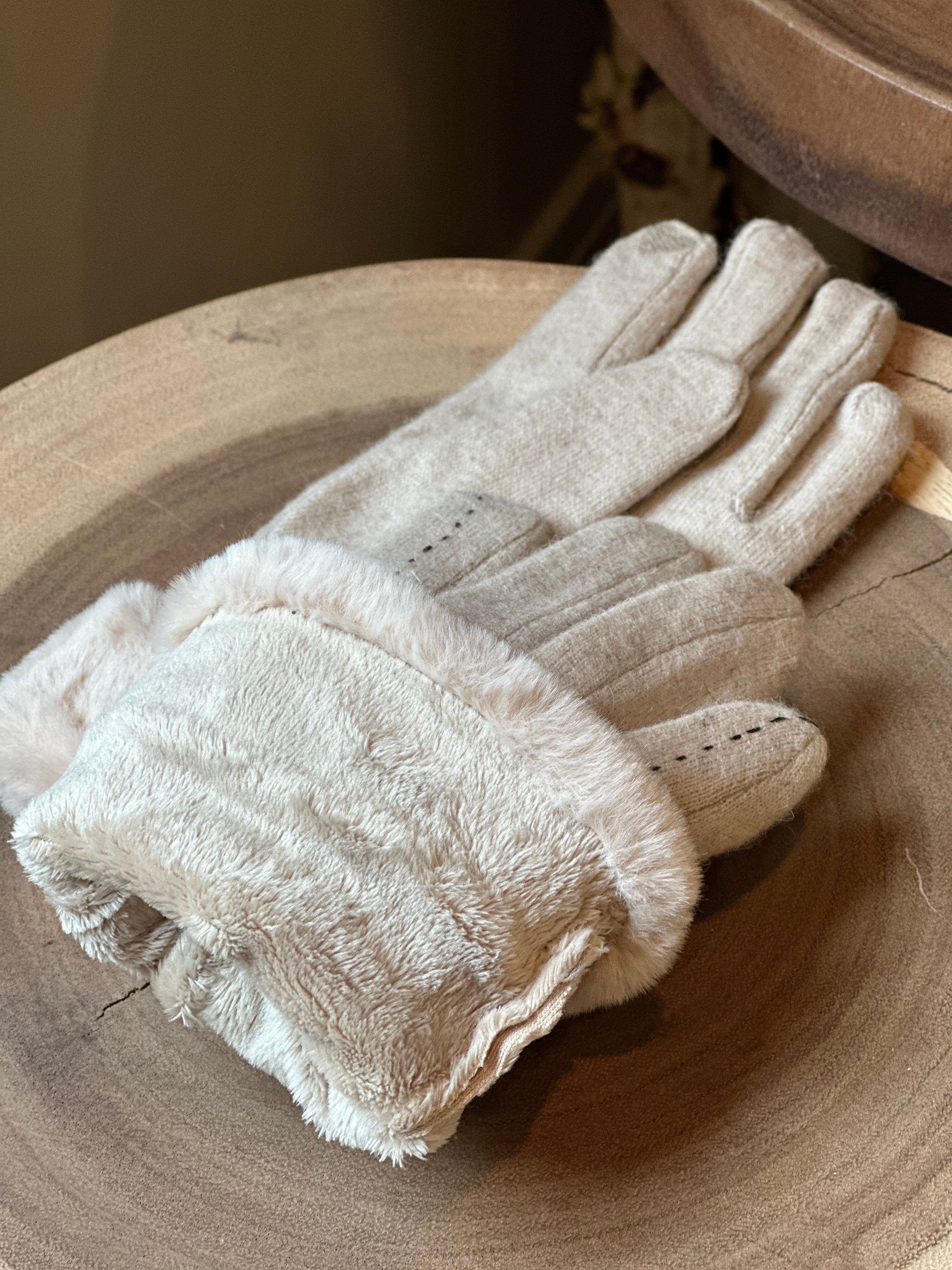 Windproof Wool Blending Gloves BEIGE