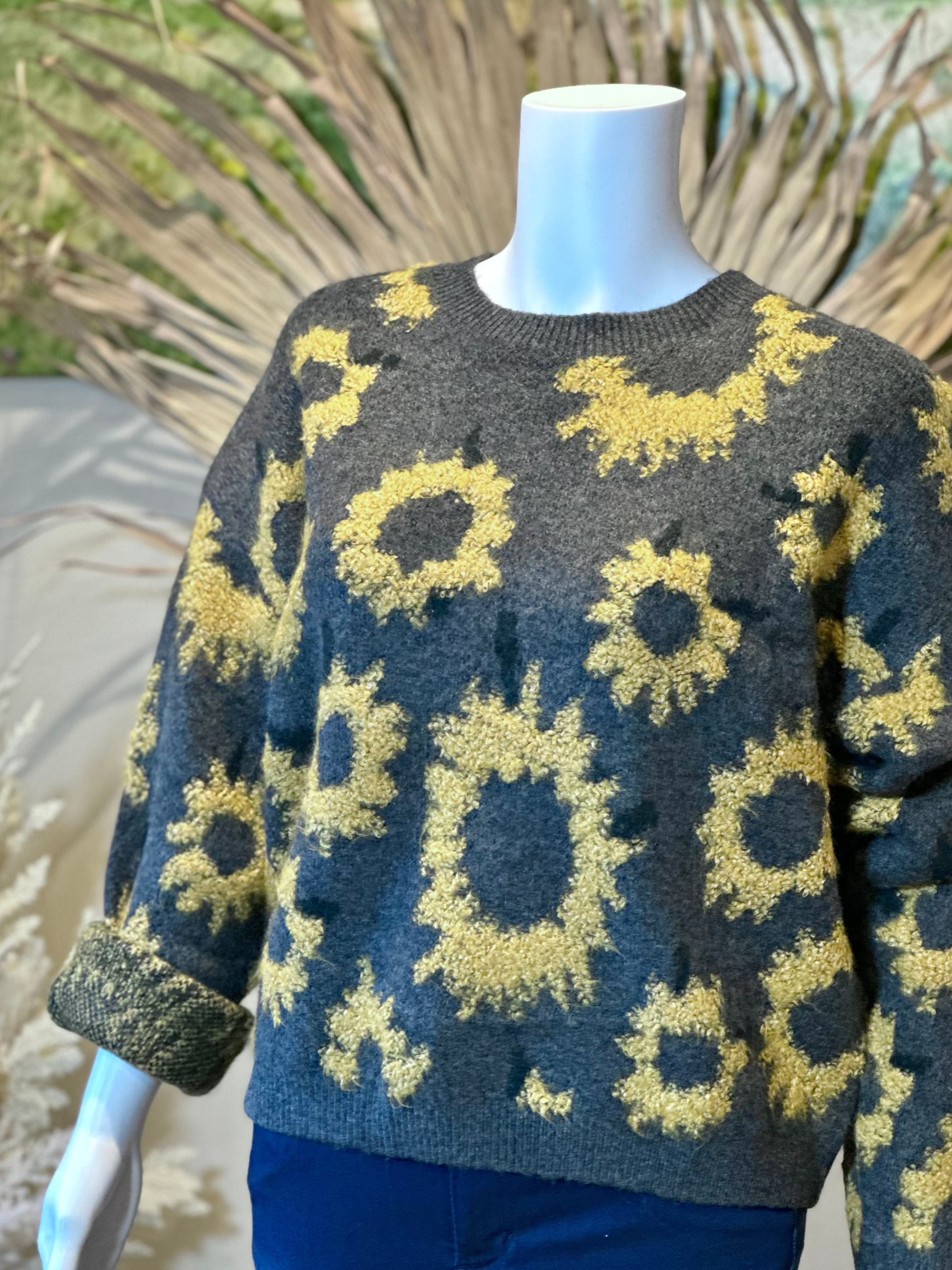 Knit Pullover Sunflower Sweater