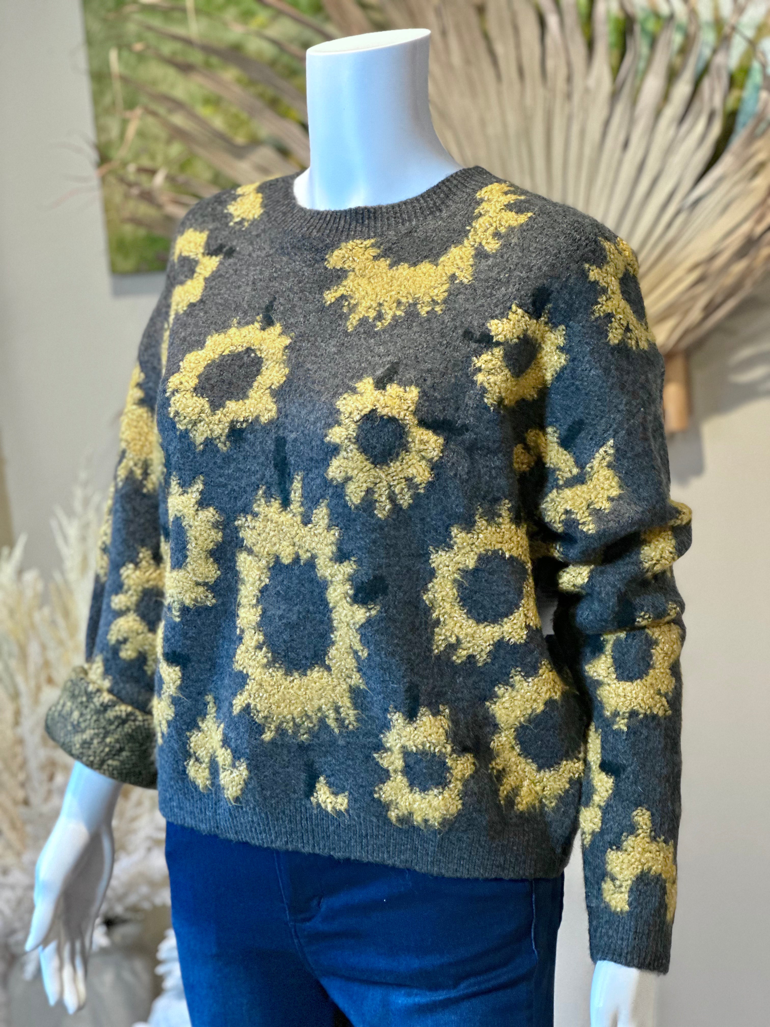 Knit Pullover Sunflower Sweater