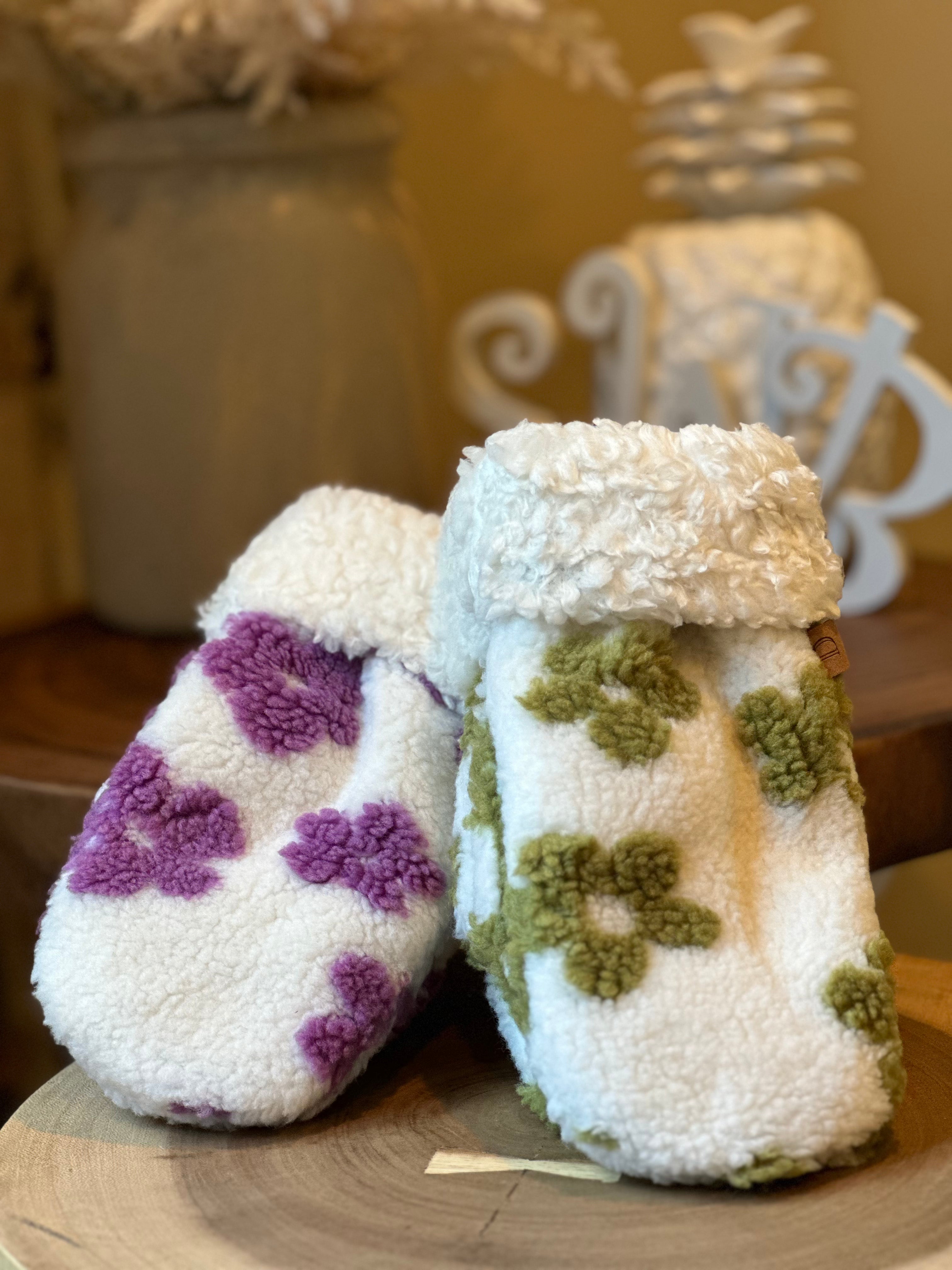 Floral Pattern Sherpa Mittens GREEN