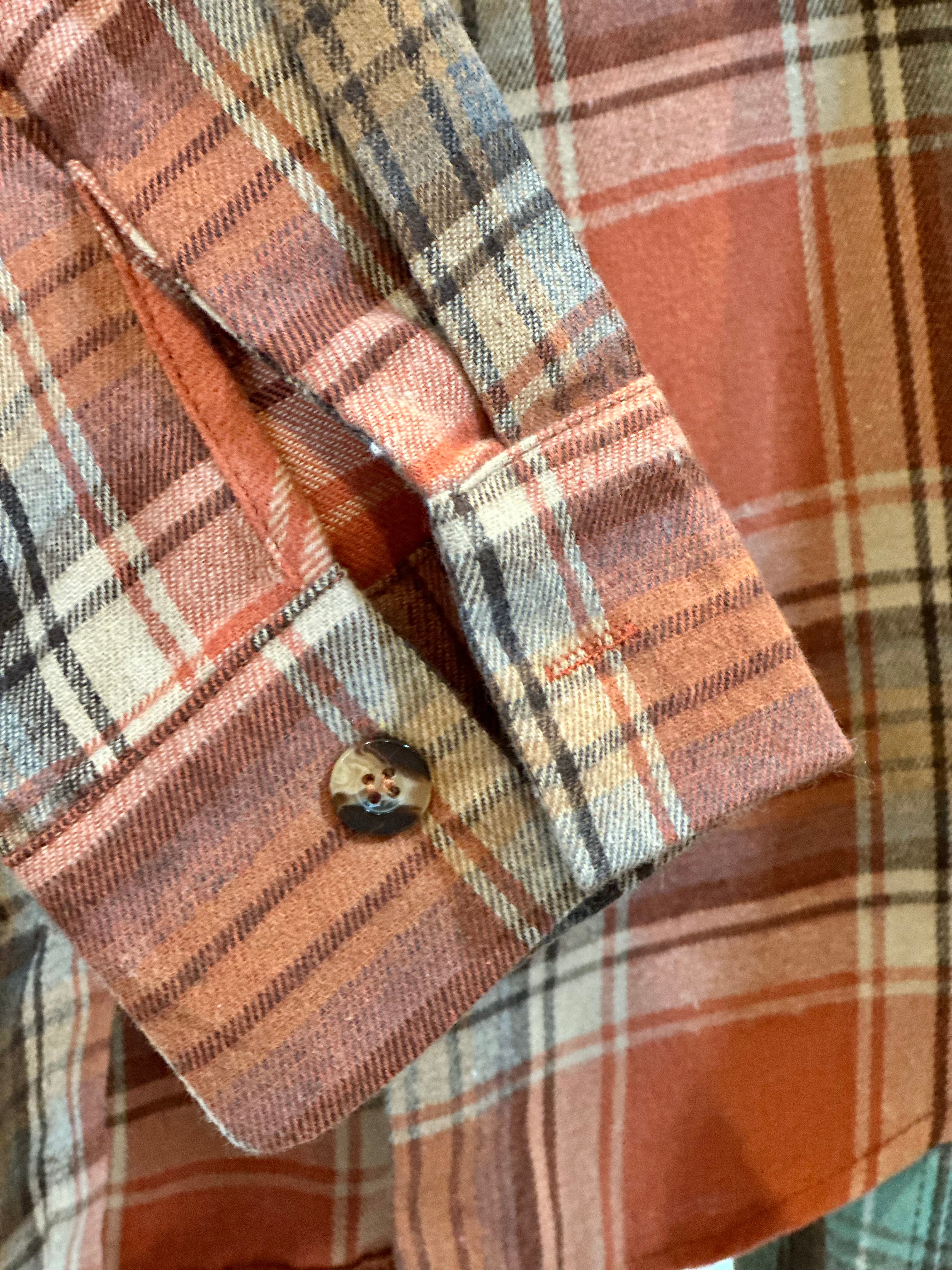 Plaid Button Down Flannel Shirt CLAY/BROWN