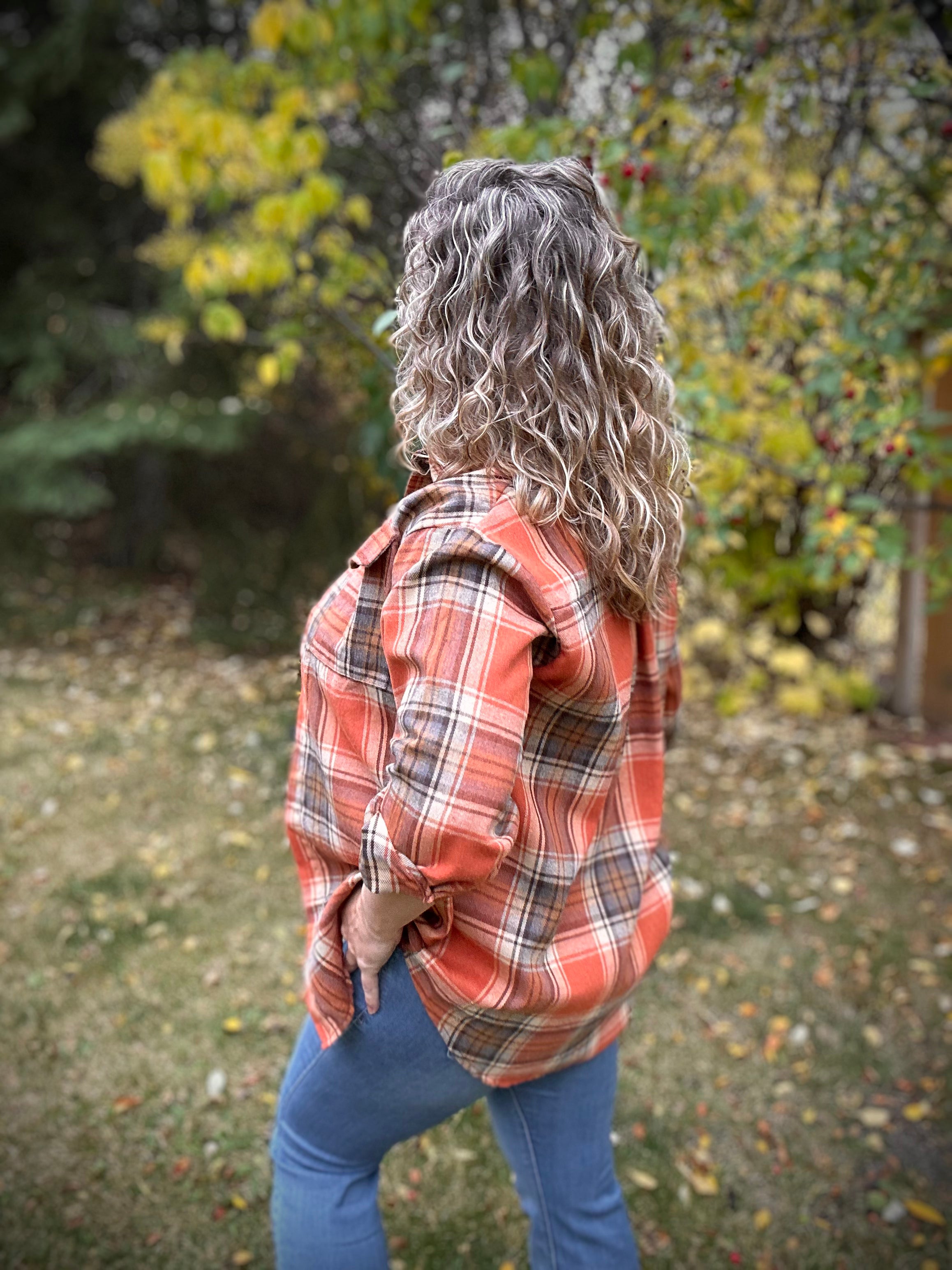 Plaid Button Down Flannel Shirt CLAY/BROWN