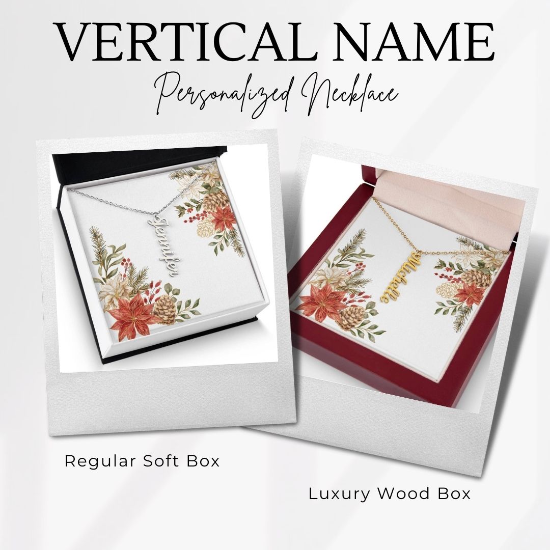 Personalized Name Necklace Poinsettia