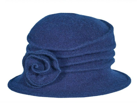 Wool Rose Cloche Hat: NAVY