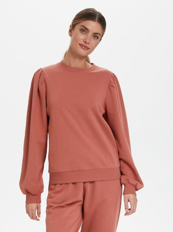 Dita Ruffle Shoulder Pullover Sweatshirt CEDAR