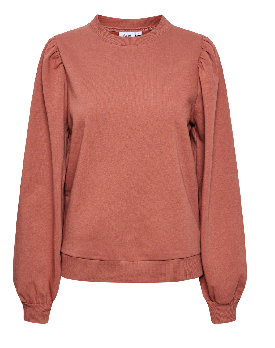 Dita Ruffle Shoulder Pullover Sweatshirt CEDAR