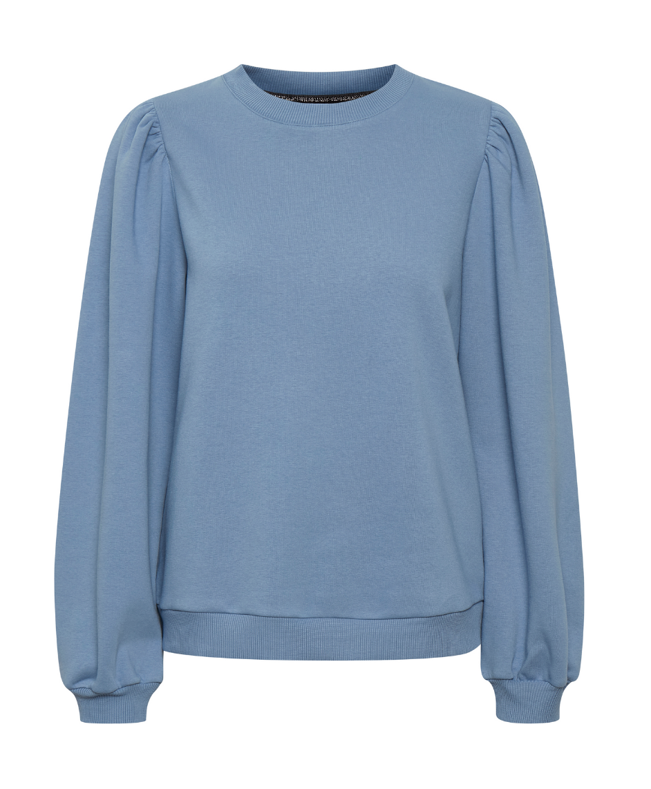 Dita Ruffle Shoulder Pullover Sweatshirt BLUE