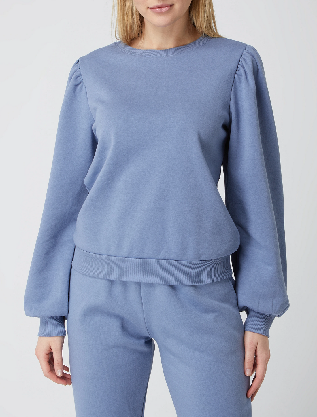 Dita Ruffle Shoulder Pullover Sweatshirt BLUE