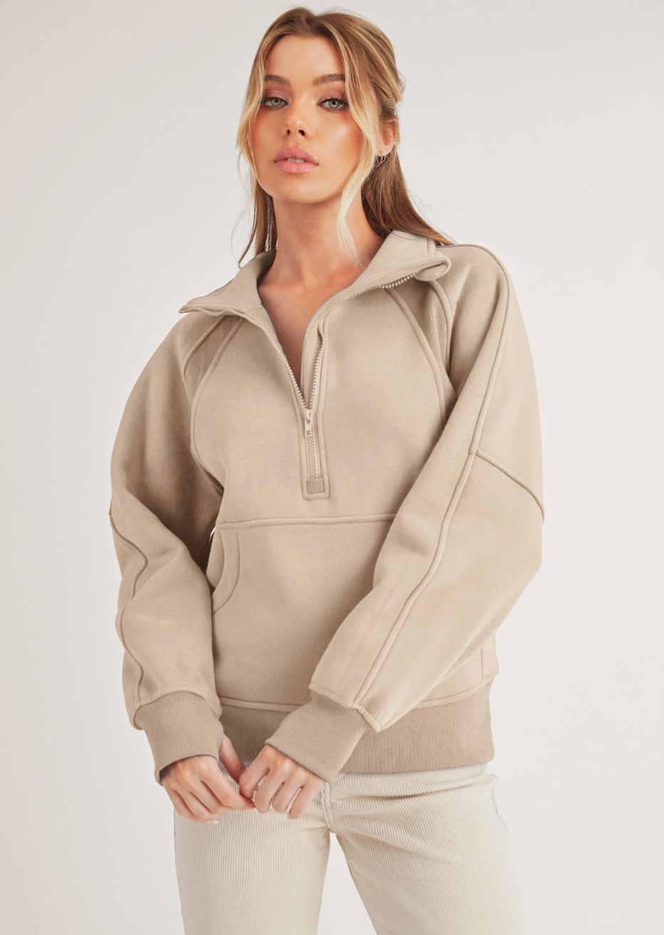 Funnel Neck Half Zip Sweatshirt