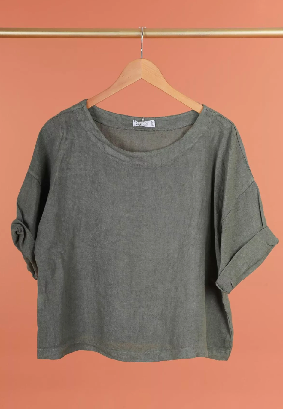 Linen Round Neck Short Sleeve Top