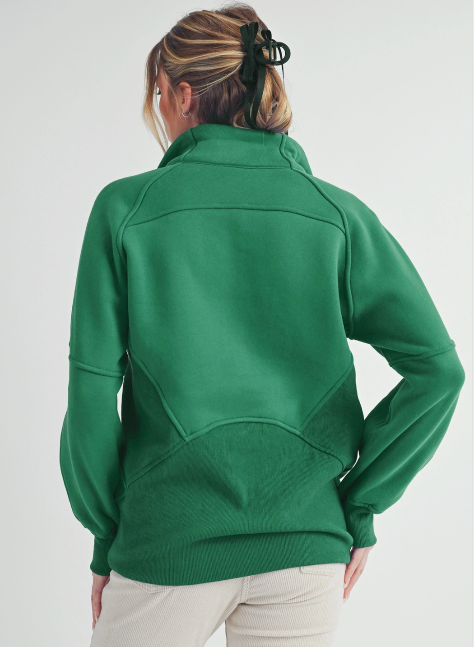 Funnel Neck Half Zip Sweatshirt KELLY GREEN