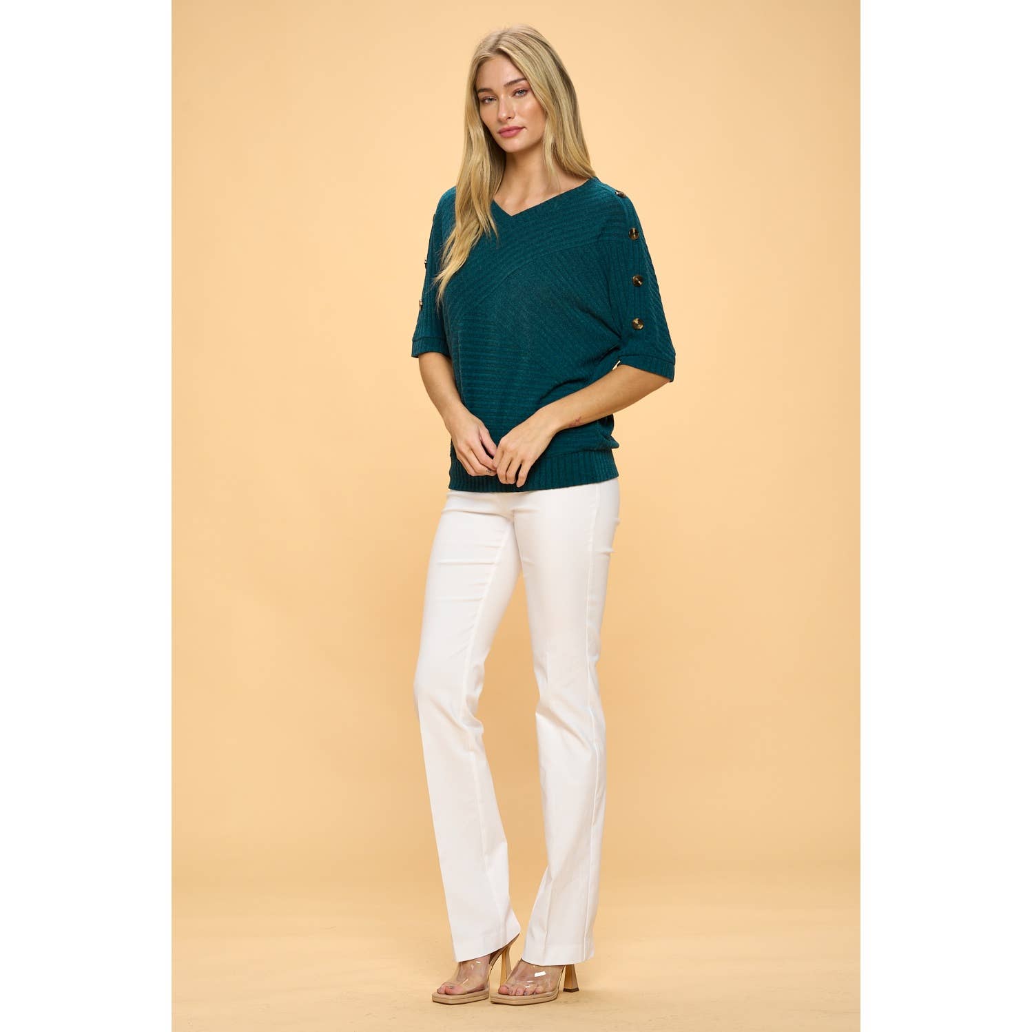 Button Shoulder Sweater RAINFOREST