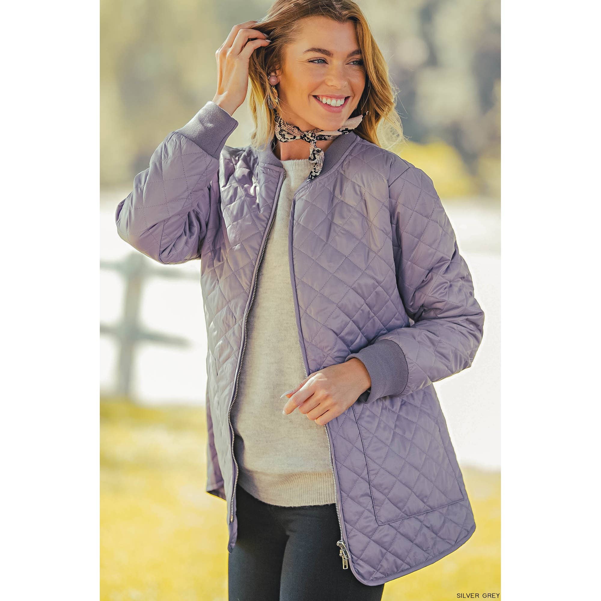 Quilted Water Resistant Jacket LILAC GRAY