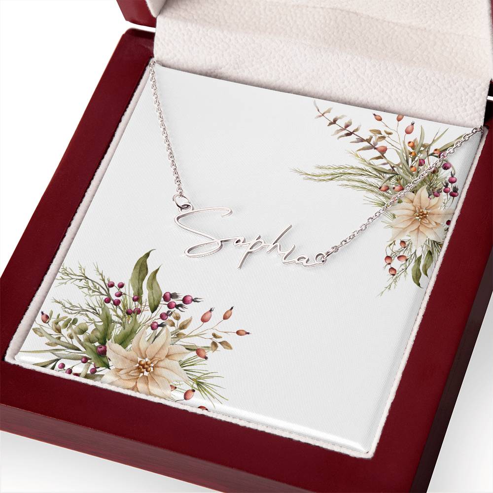 Personalized Name Necklace Script Pointsettia