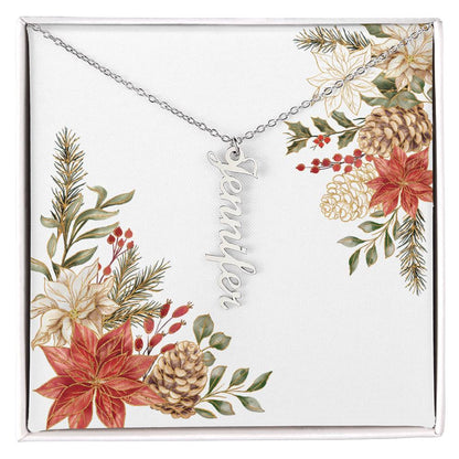 Personalized Name Necklace Poinsettia