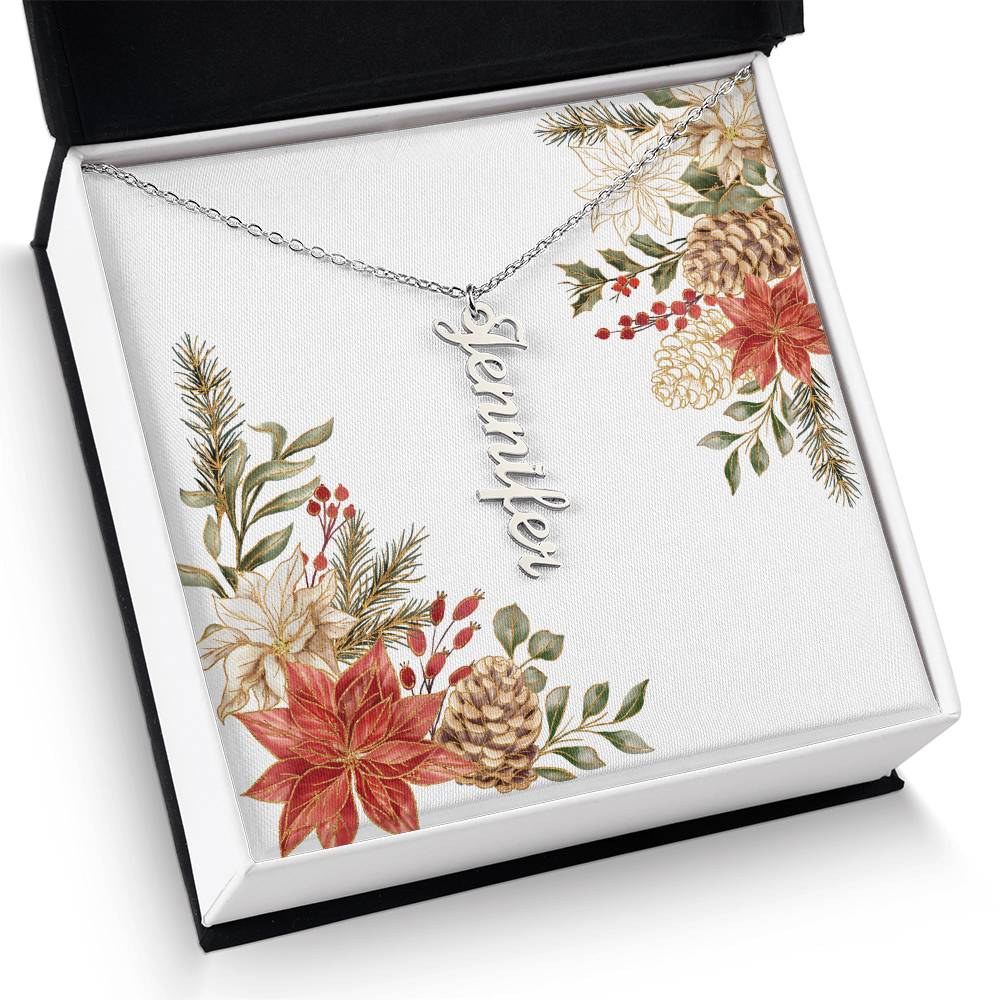 Personalized Name Necklace Poinsettia