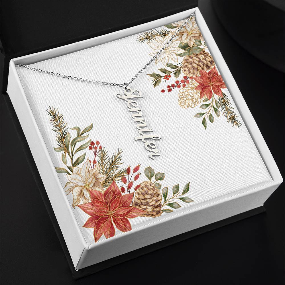 Personalized Name Necklace Poinsettia