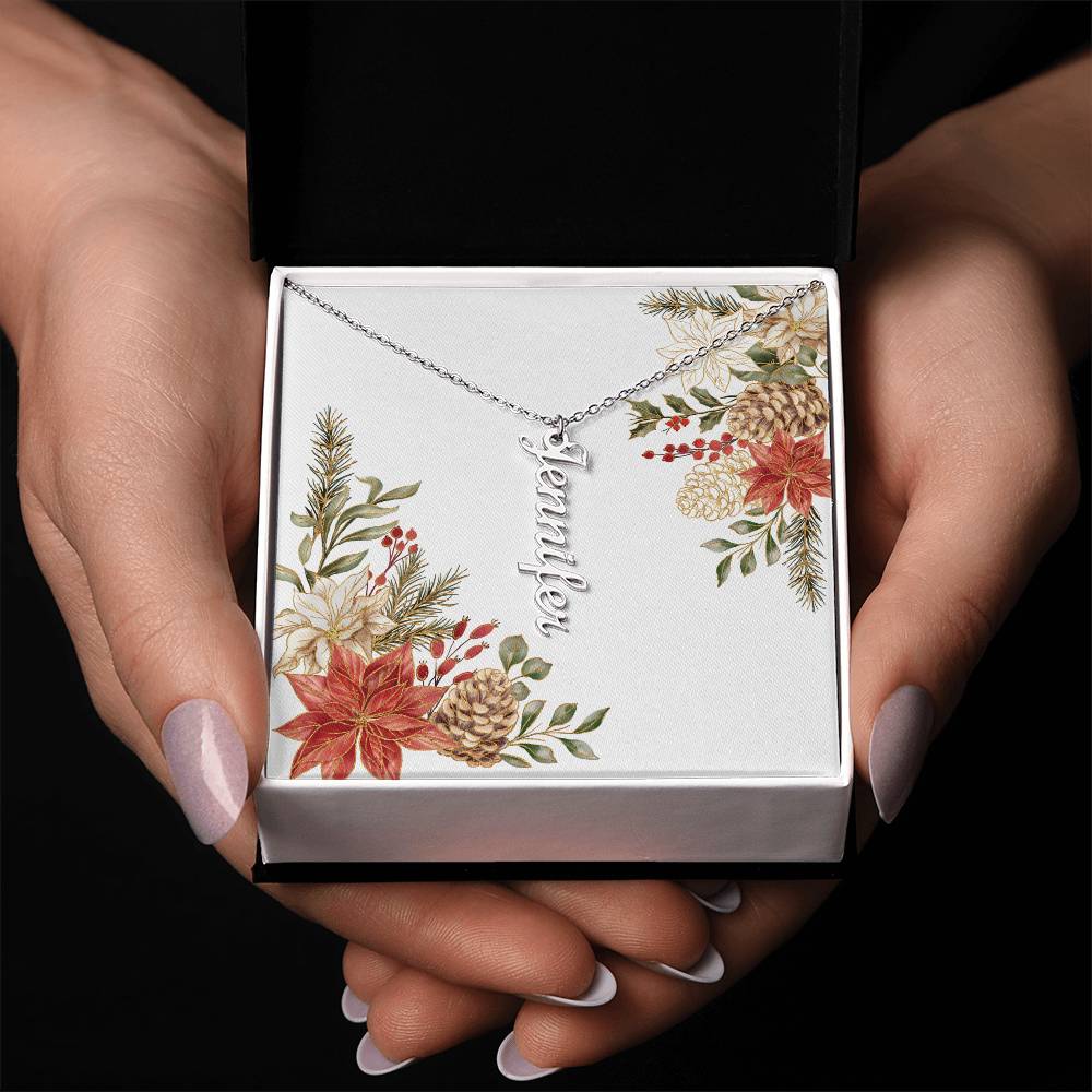 Personalized Name Necklace Poinsettia