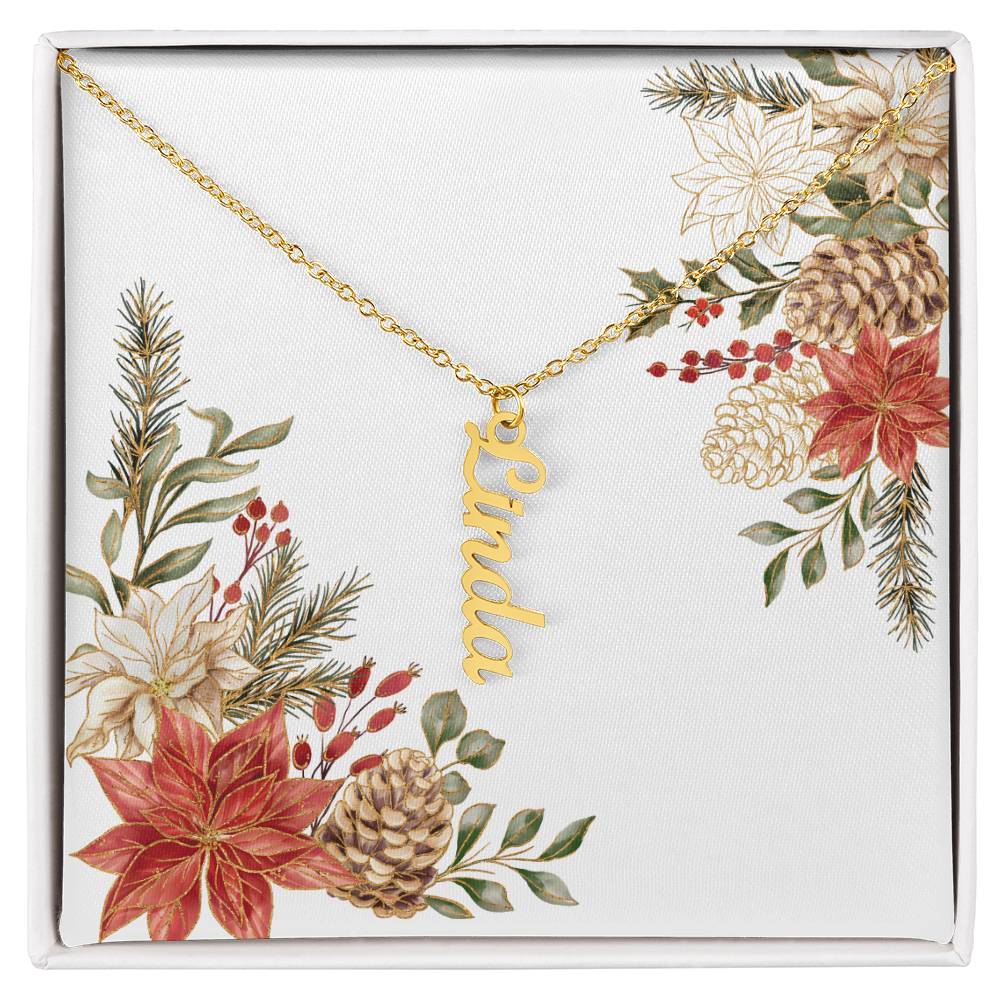 Personalized Name Necklace Poinsettia