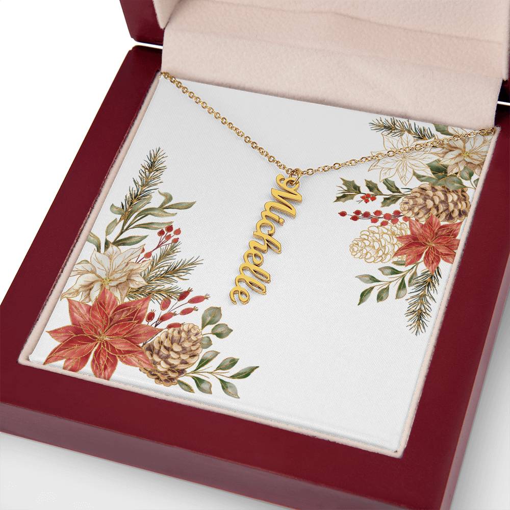 Personalized Name Necklace Poinsettia