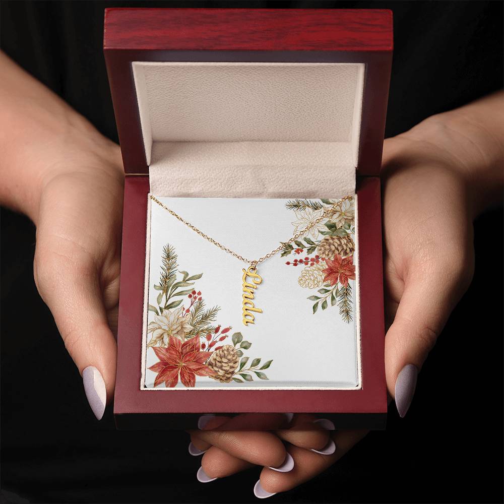 Personalized Name Necklace Poinsettia