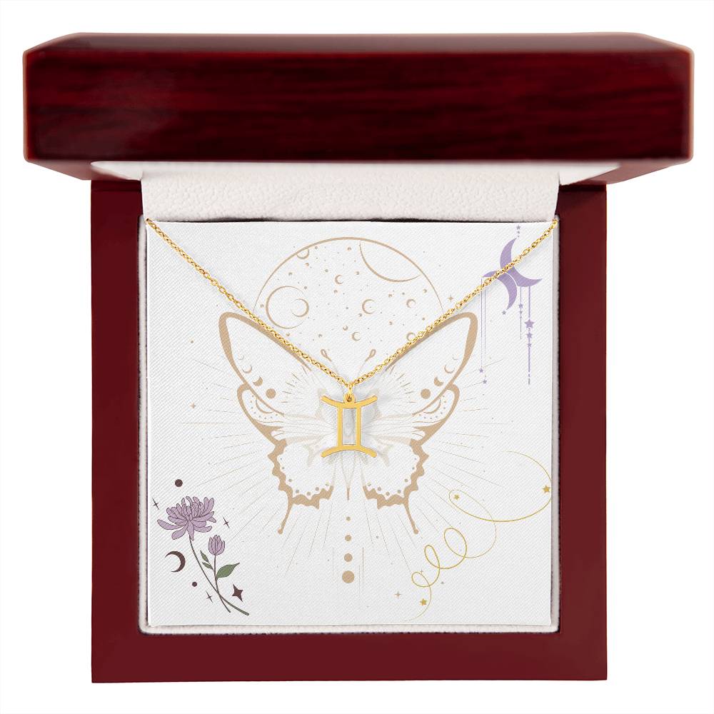 Celestial Butterfly Zodiac Sign Necklace