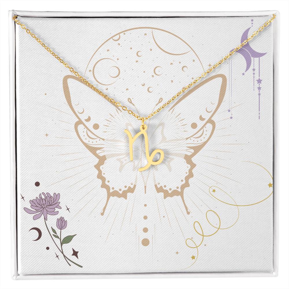 Celestial Butterfly Zodiac Sign Necklace