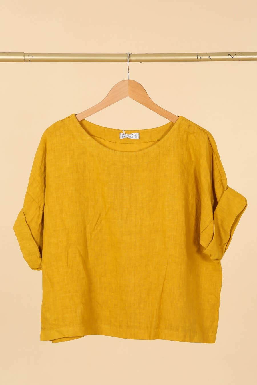 Linen Round Neck Short Sleeve Top