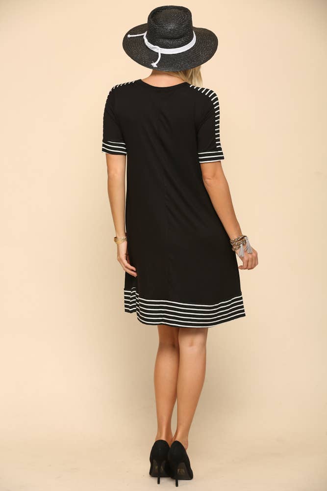 Black/Stripe Midi Jersey Dress