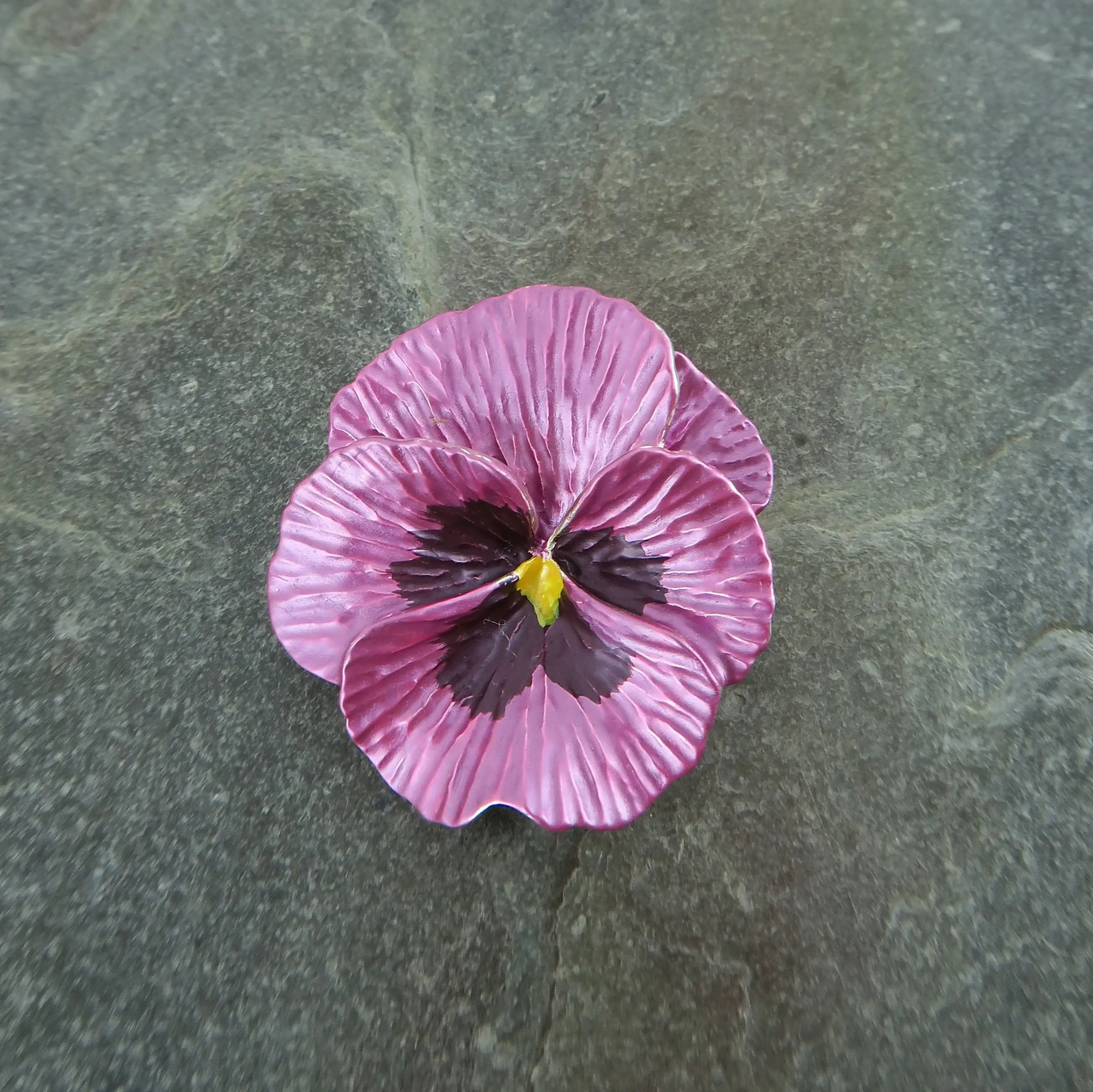 Pansy Pink Flower Brooch