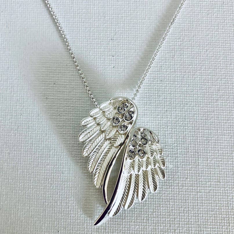 Angel Wings Necklace  Silver Tone in BOX