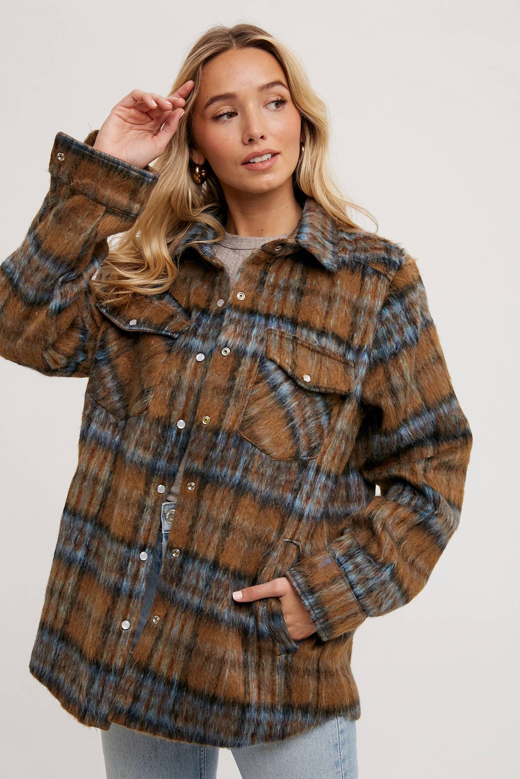 Brushed Flannel Plaid Shacket