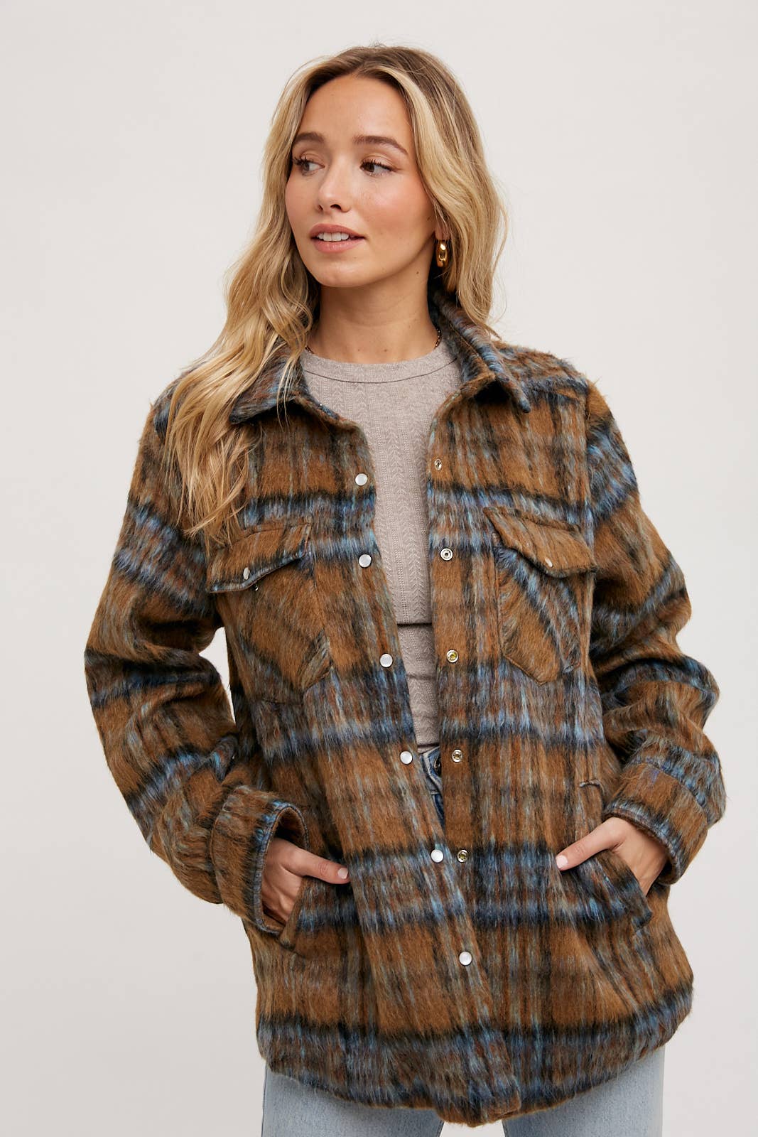 Brushed Flannel Plaid Shacket