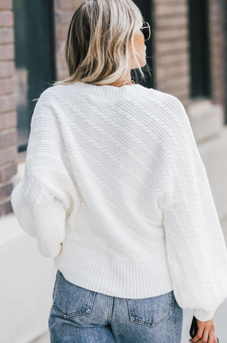 Winter White Cable Knit Dolman Sweater