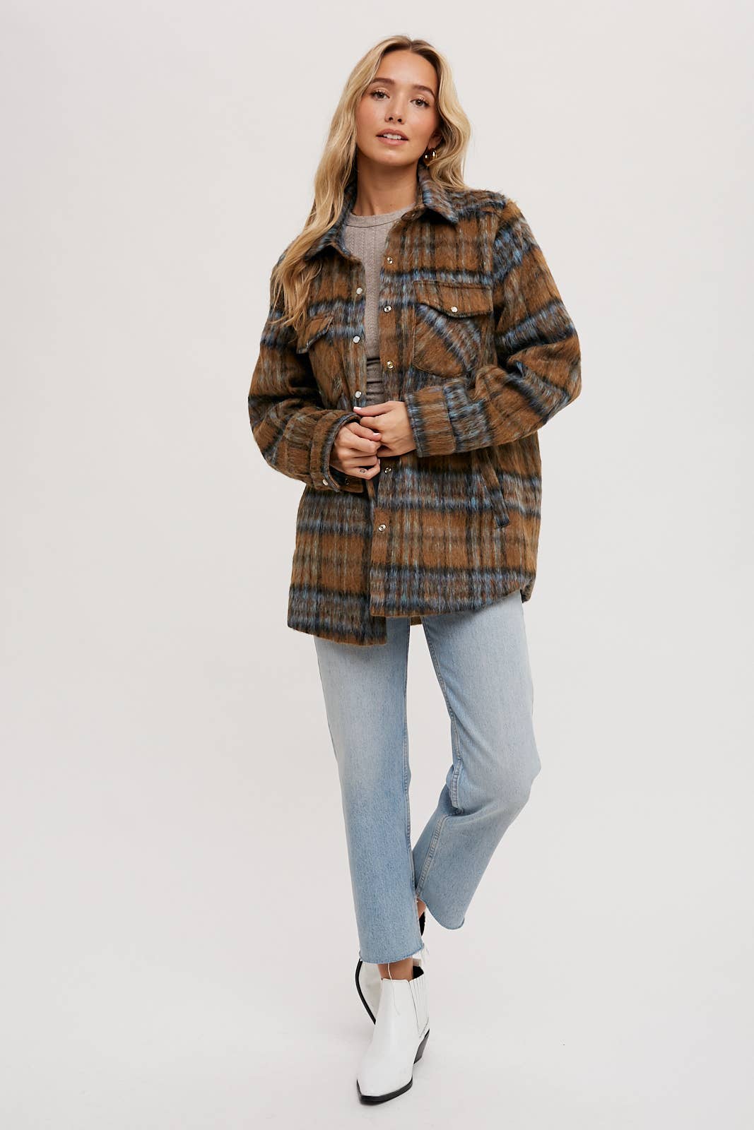 Brushed Flannel Plaid Shacket