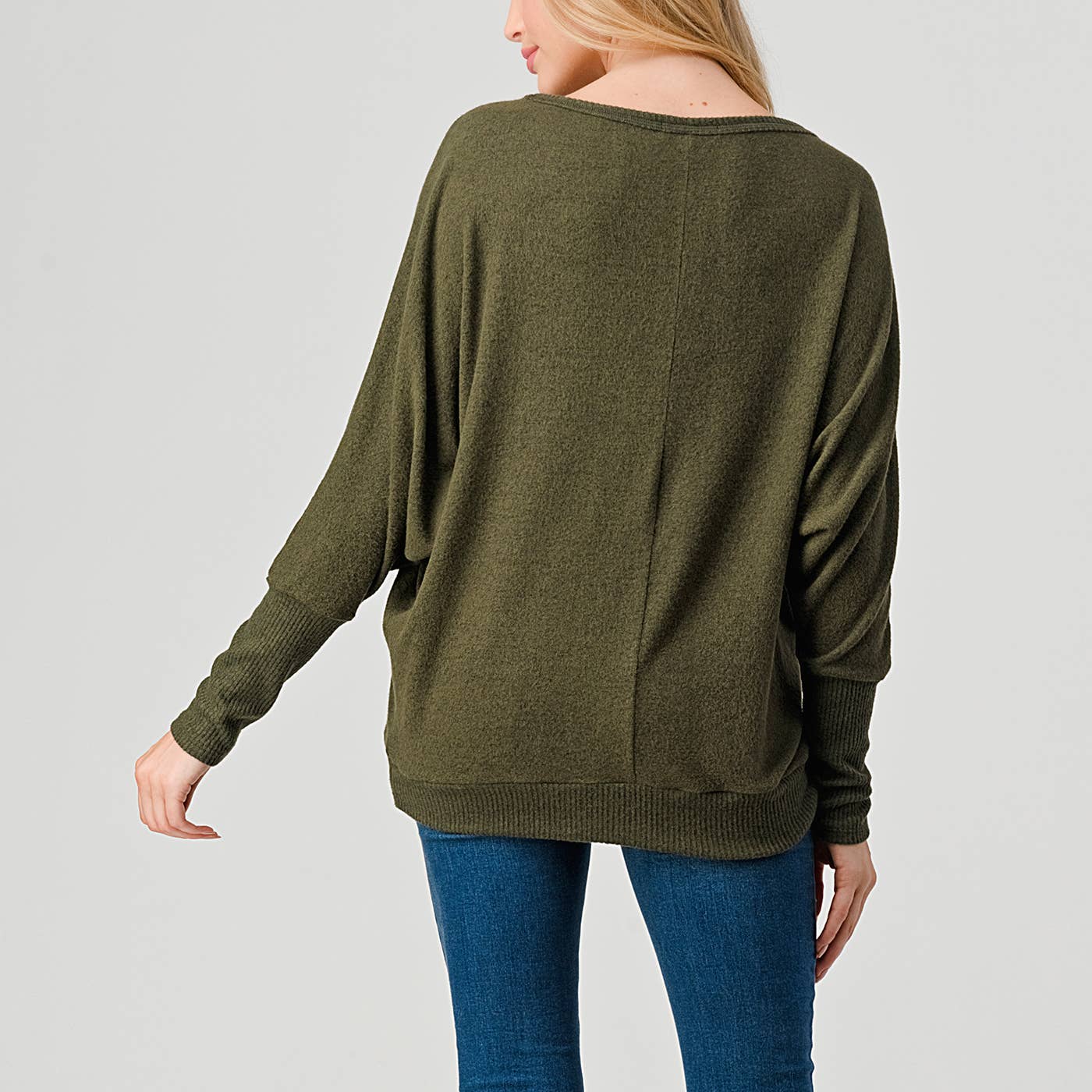 Long Sleeve Brushed Knit Top OLIVE