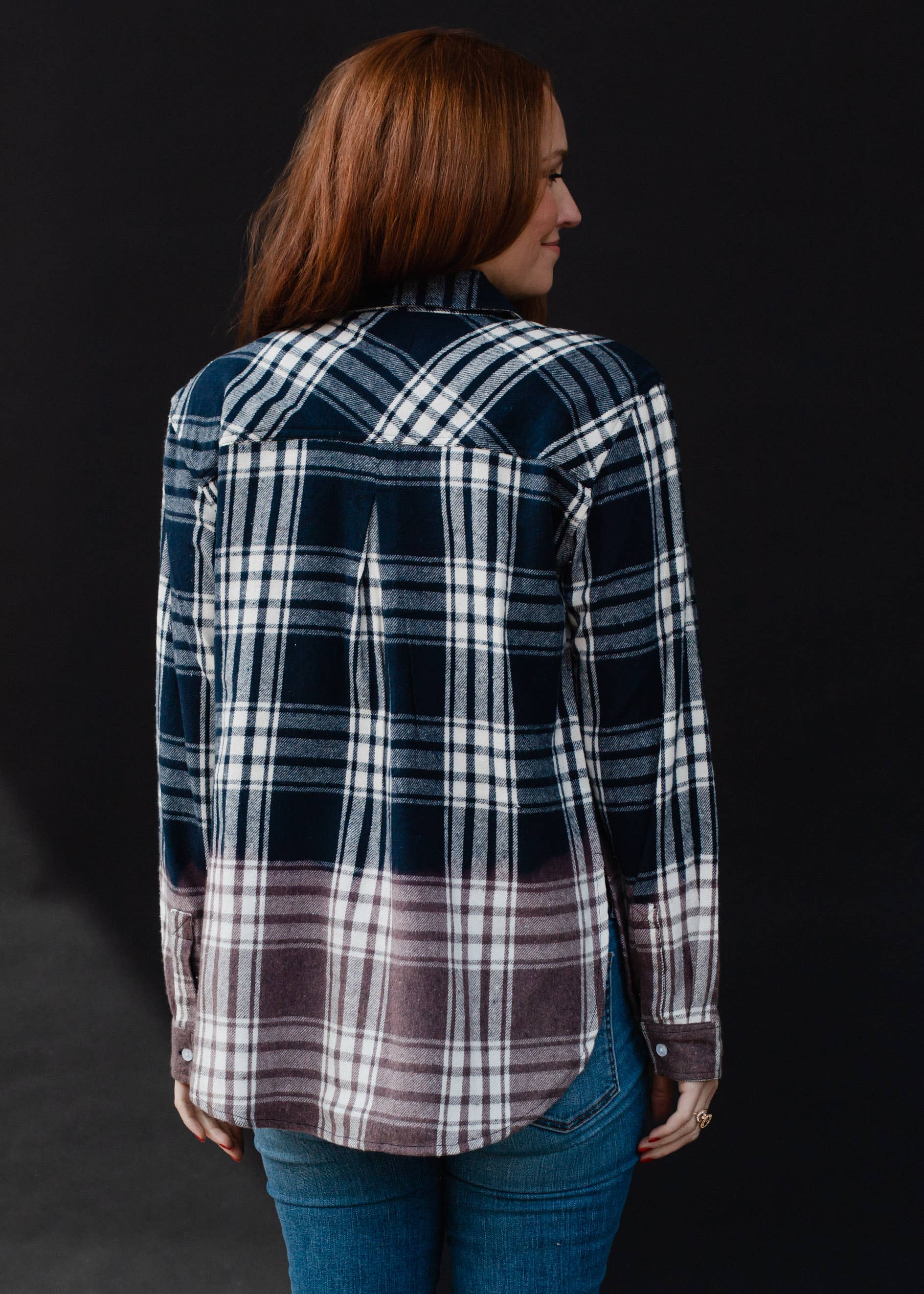 Plaid Flannel Button Up NAVY