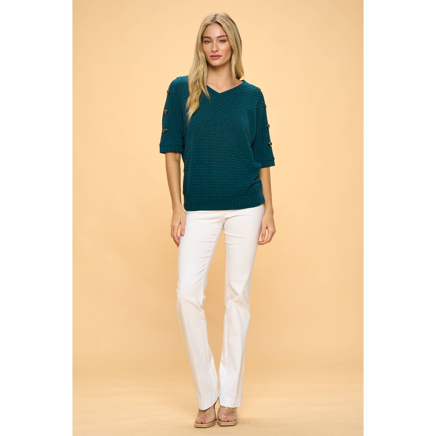 Button Shoulder Sweater RAINFOREST