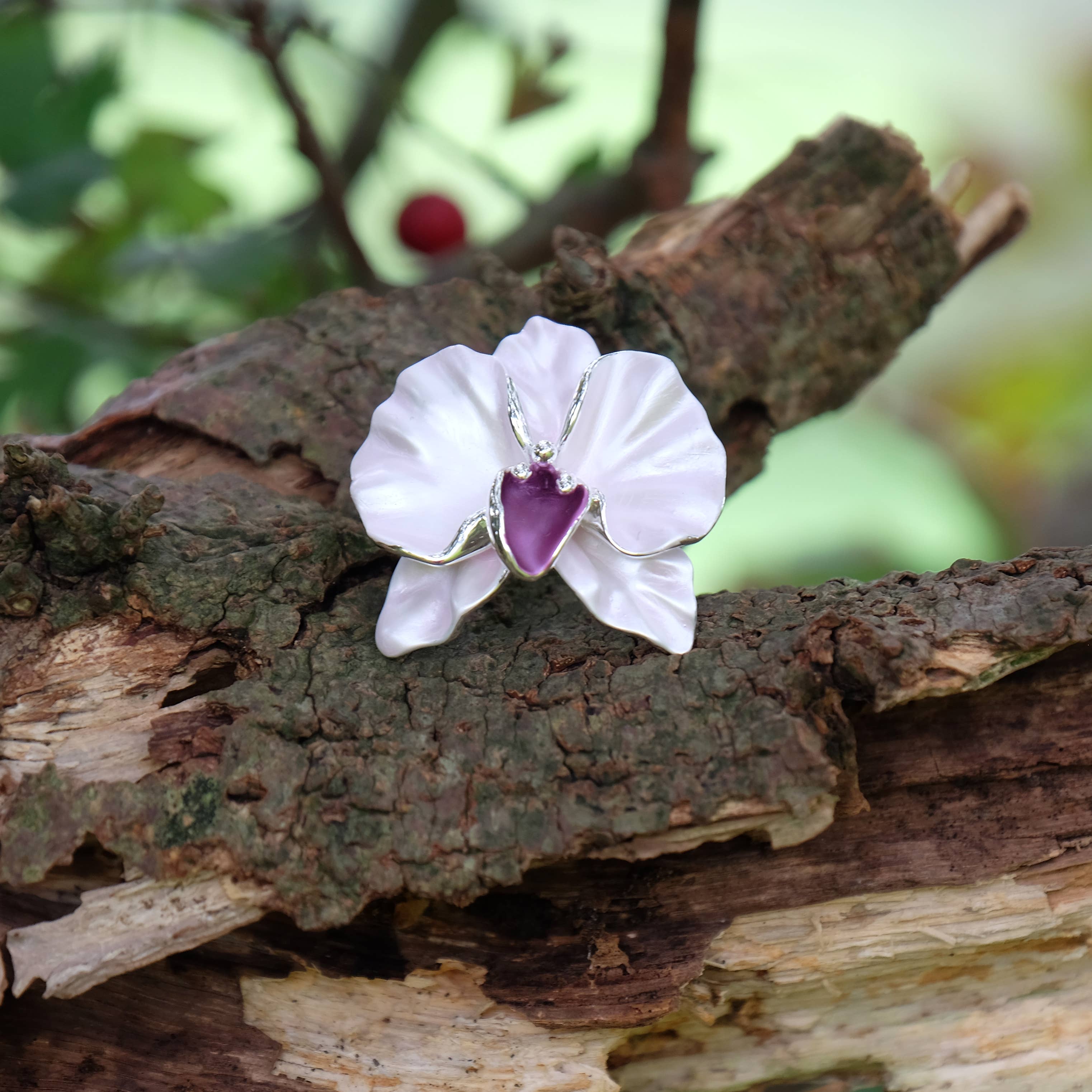 Pale Pink Orchid Flower Brooch