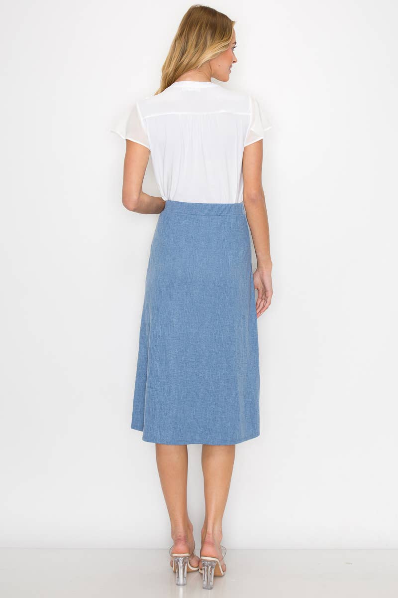 Elastic Waist A-line Midi Skirt