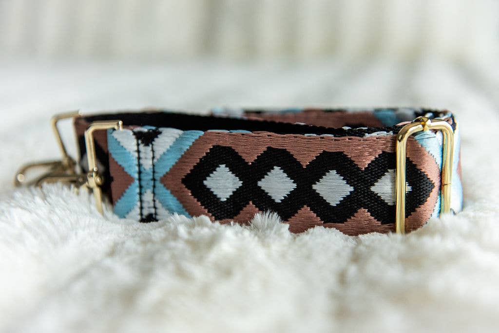 Crossbody Bag Guitar Strap - Blue Geometric