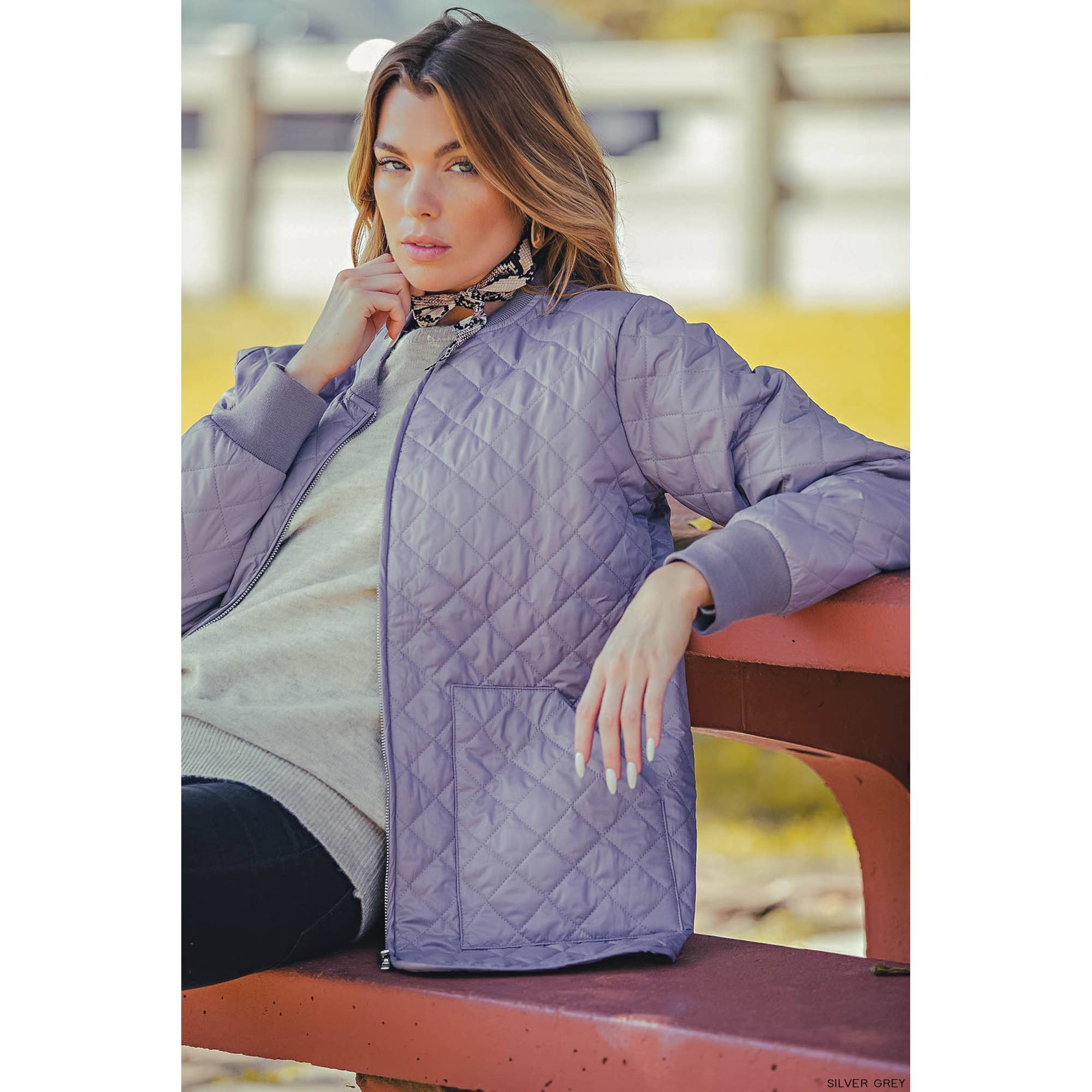 Quilted Water Resistant Jacket LILAC GRAY