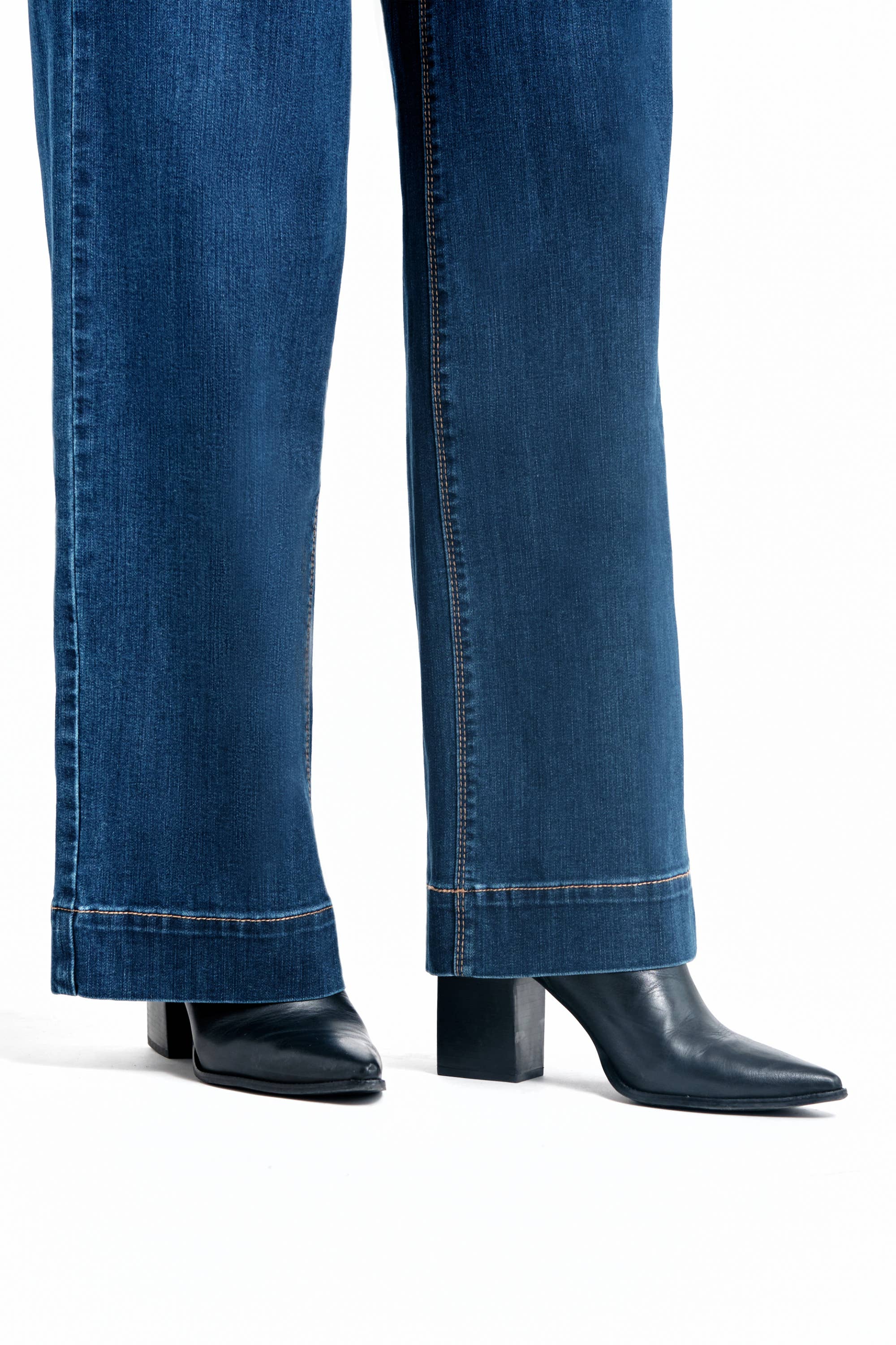 Double Button High-Rise Wide Leg Jean 30"