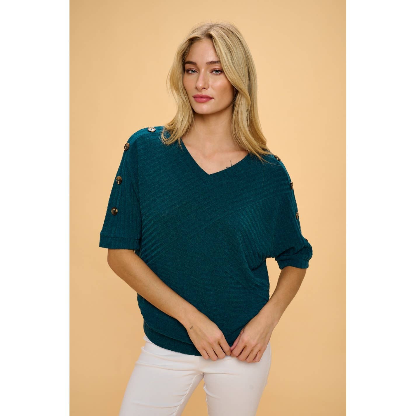 Button Shoulder Sweater RAINFOREST