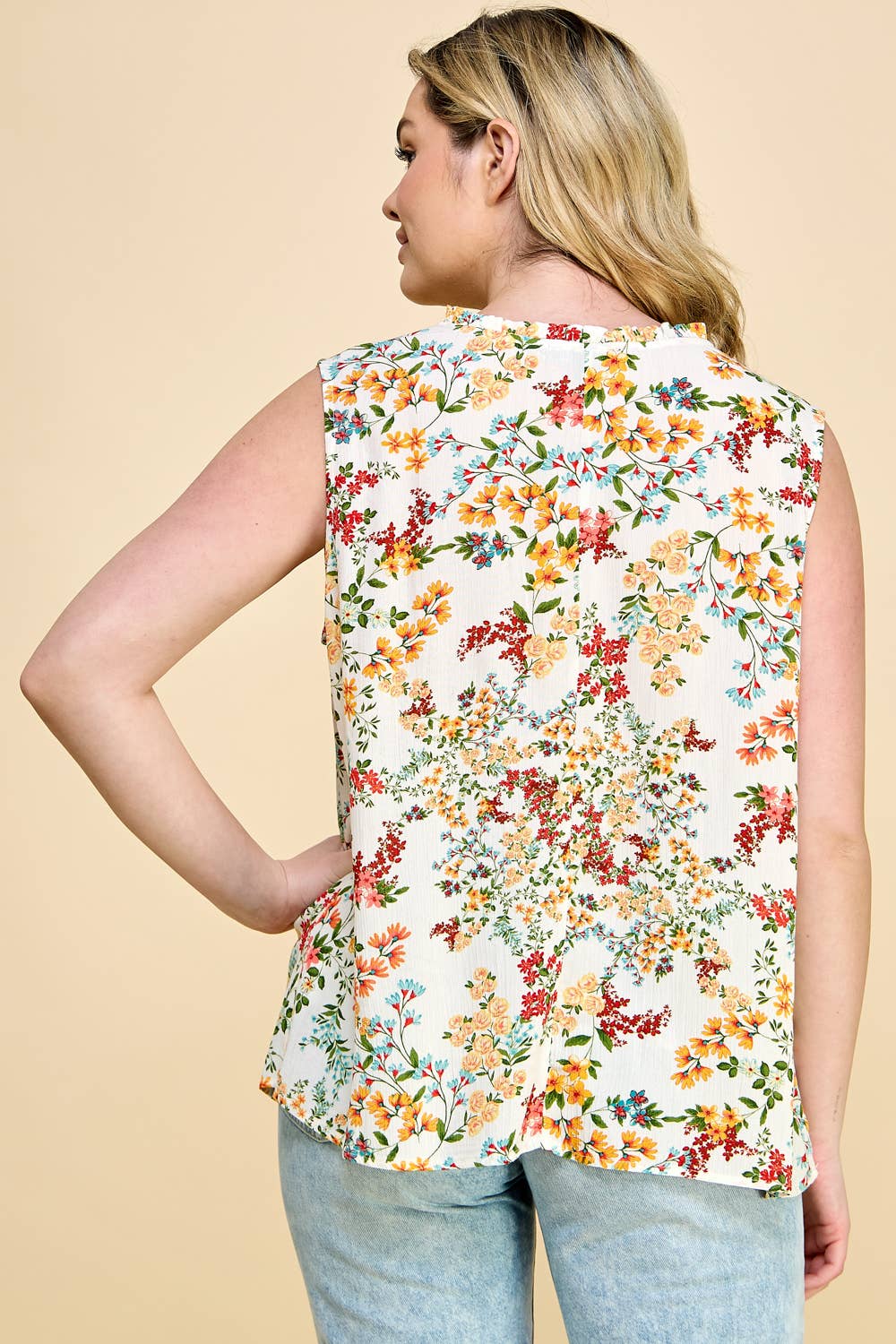 Sleeveless Tunic With Tassles BRIGHT FLORAL