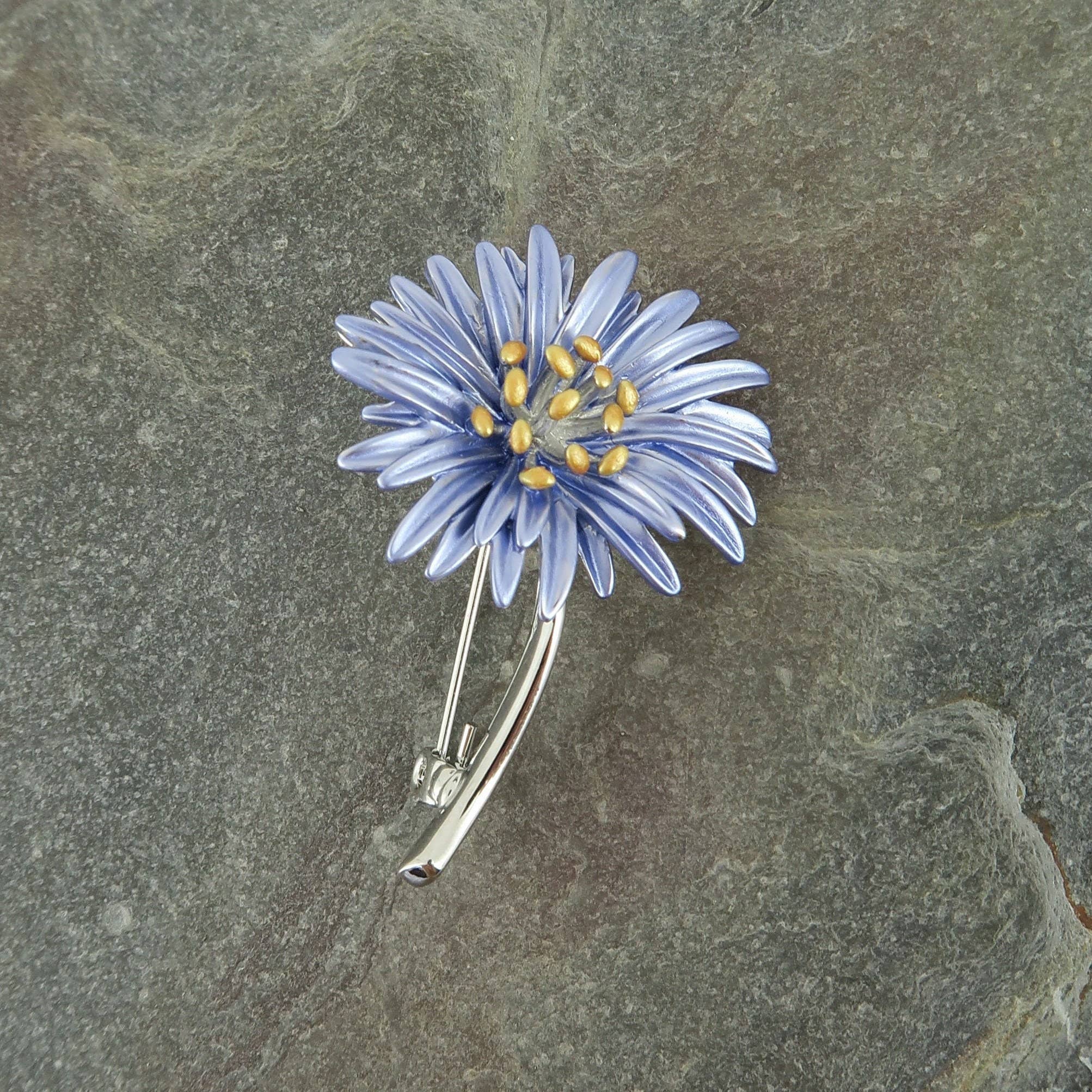 Aster Blue Flower Brooch