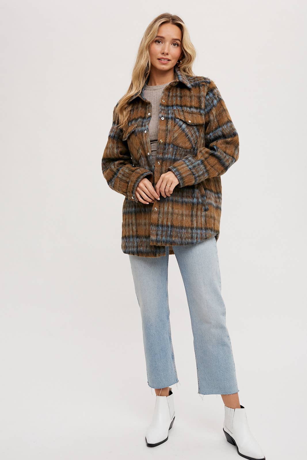 Brushed Flannel Plaid Shacket