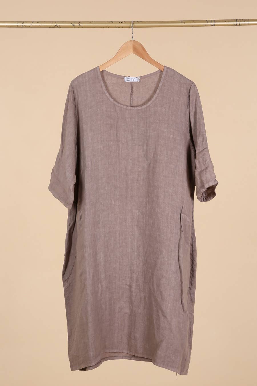 Linen Pocket Dress MOCHA/MOLE